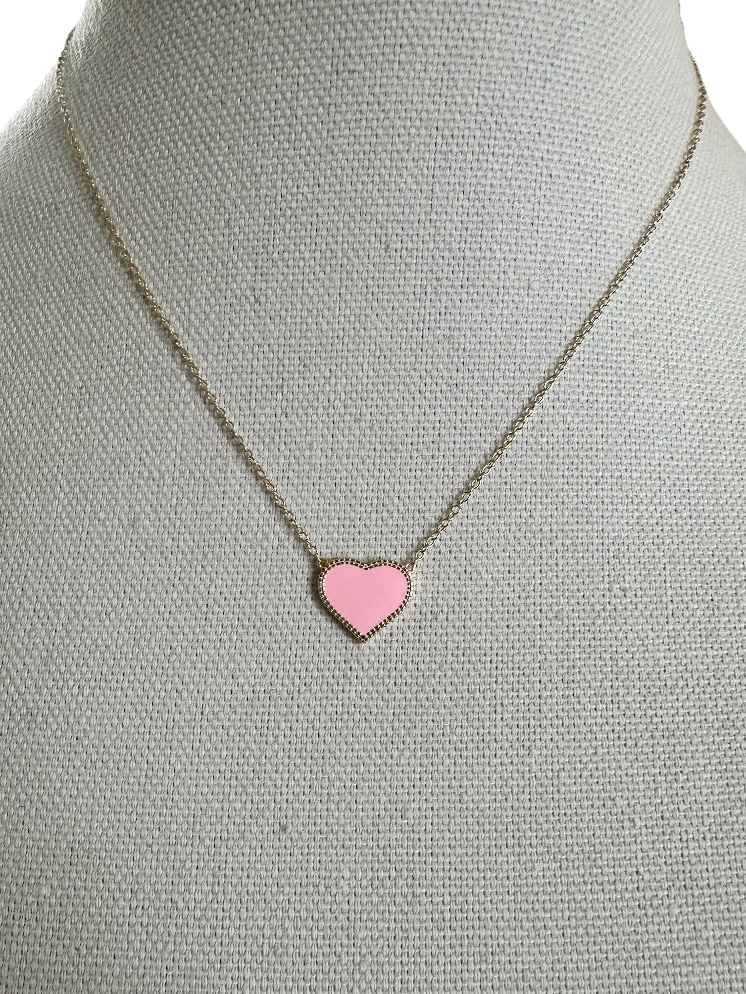 Pink Enamel Heart Necklace