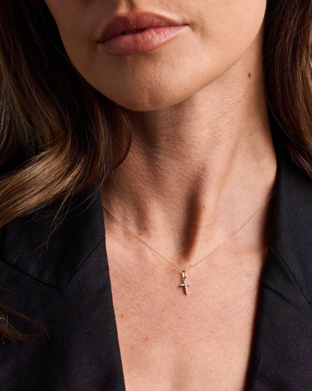 Tiny Diamond Cross Necklace