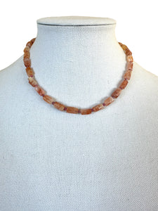 Fiery Natural Sunstone Tube Necklace