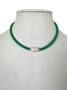 Vinyl and Pearl Necklace