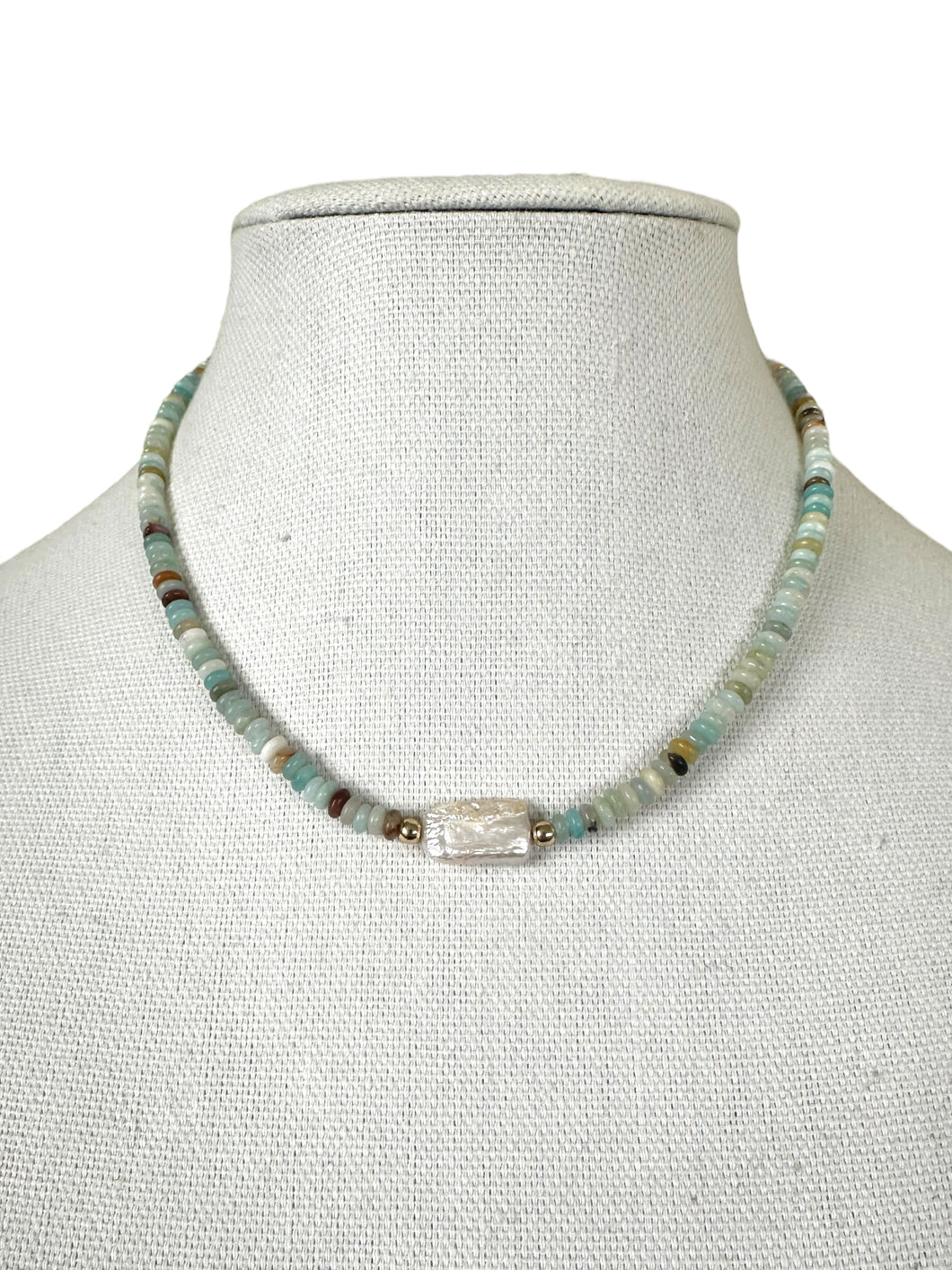 Amazonite and Pearl Necklace