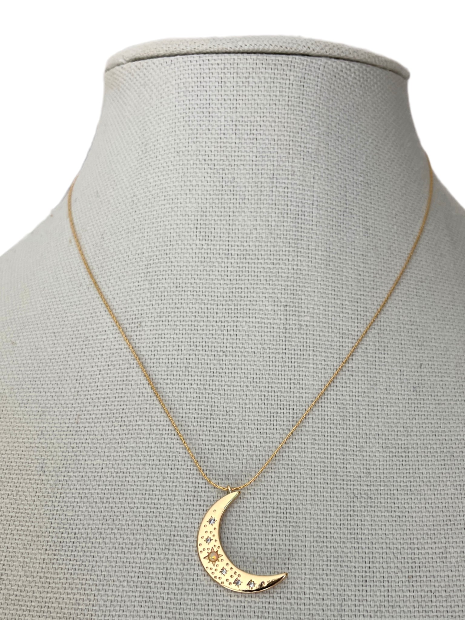 9Ct Gold Crescent Moon Necklace, 18 Inch