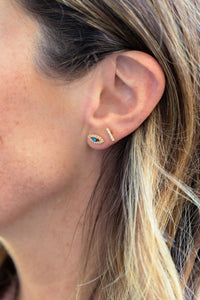 Micro Pave Gold Evil Eye Studs