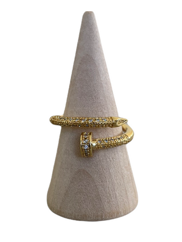Nail Micro Pave Adjustable Ring