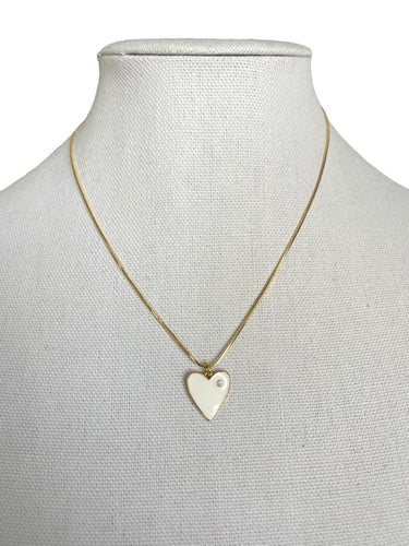 White Enamel Heart Necklace
