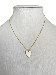 White Enamel Heart Necklace
