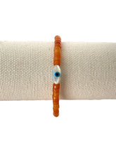 Load image into Gallery viewer, Orange Aventurine Evil Eye Bracelet