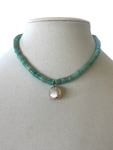 Peruvian Amazonite with Freshwater Pearl