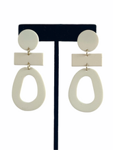 Load image into Gallery viewer, White Geometric Clay Earrings