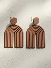 Load image into Gallery viewer, Tan Rainbow Clay Earrings