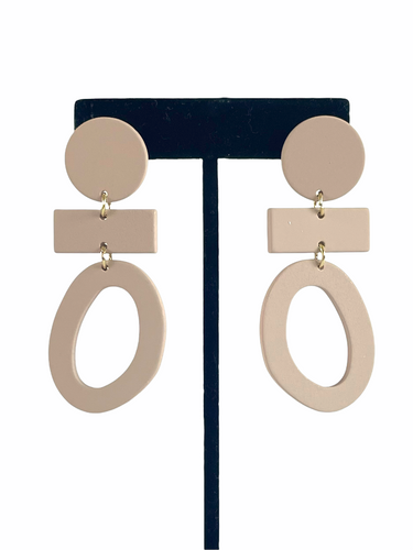 Nude Geometric Clay Earrings