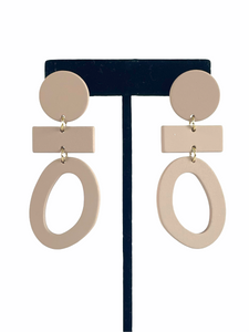 Nude Geometric Clay Earrings
