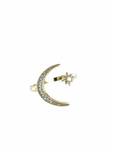 Load image into Gallery viewer, 24k Gold Moon &amp; Stars Ring