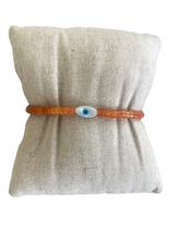 Load image into Gallery viewer, Orange Aventurine Evil Eye Bracelet